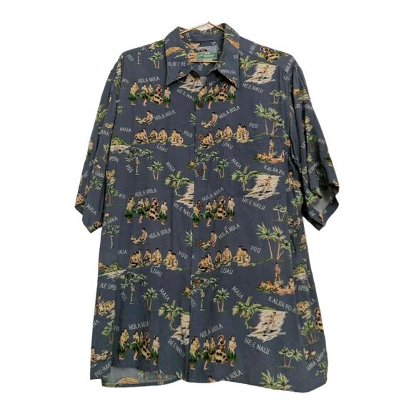 Reyn Spooner Men's Aloha Hawaiian Medium Hula Girls Upena Niu Poi Hana - Picture 4 of 6